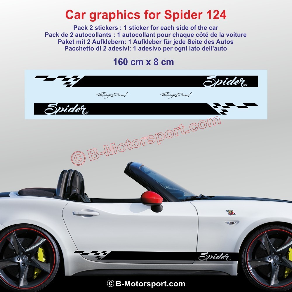 SPORT side skirt sticker decals for FIAT SPIDER 124