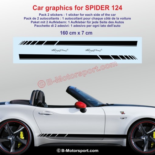 RACING side skirt sticker decals for FIAT SPIDER 124