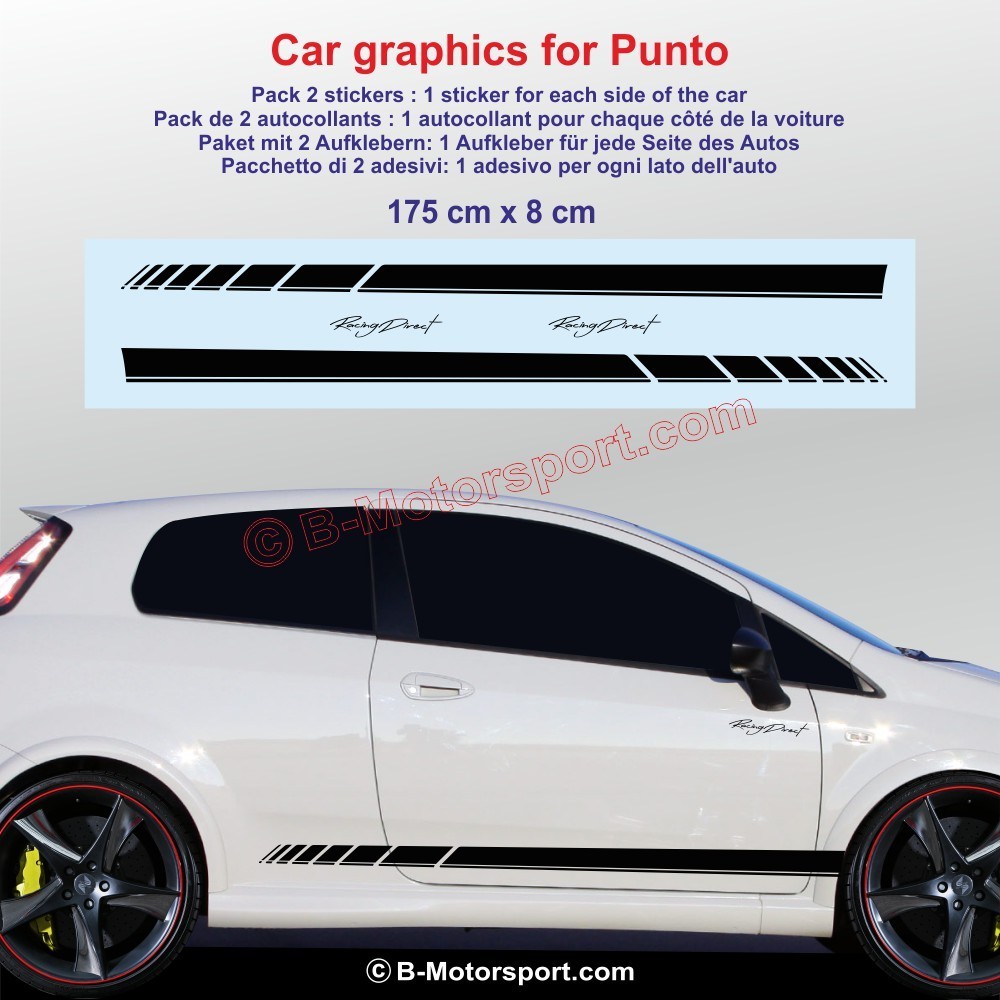 RACING Seitenstreifen Aufkleber für FIAT PUNTO
