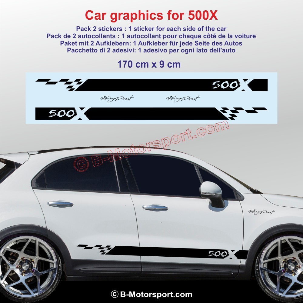 SPORT side skirt sticker decals for FIAT 500X 500 X