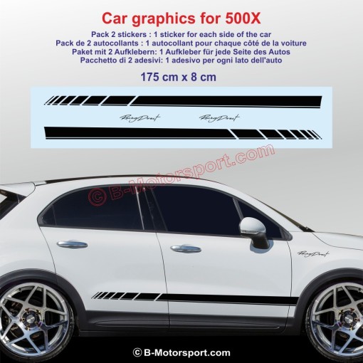 RACING side skirt sticker decals for FIAT 500X 500 X