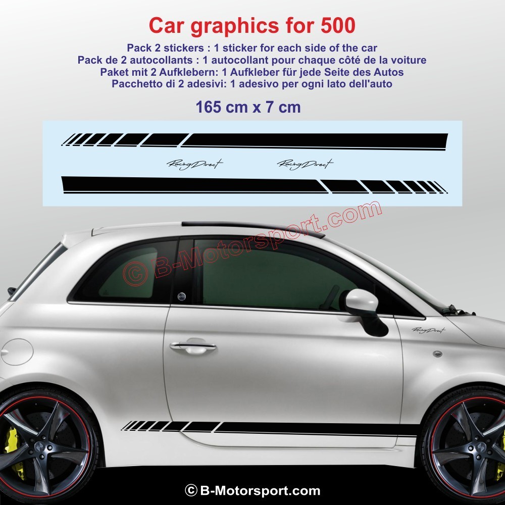 RACING side skirt sticker decals for FIAT 500 595 695 500c ABARTH