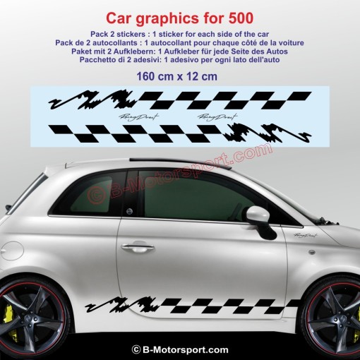 FUN side skirt sticker decals for FIAT 500 595 695 500c ABARTH