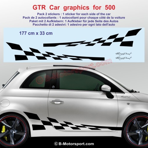 GT-R Seitenstreifen Aufkleber für FIAT 500 595 695 500c ABARTH