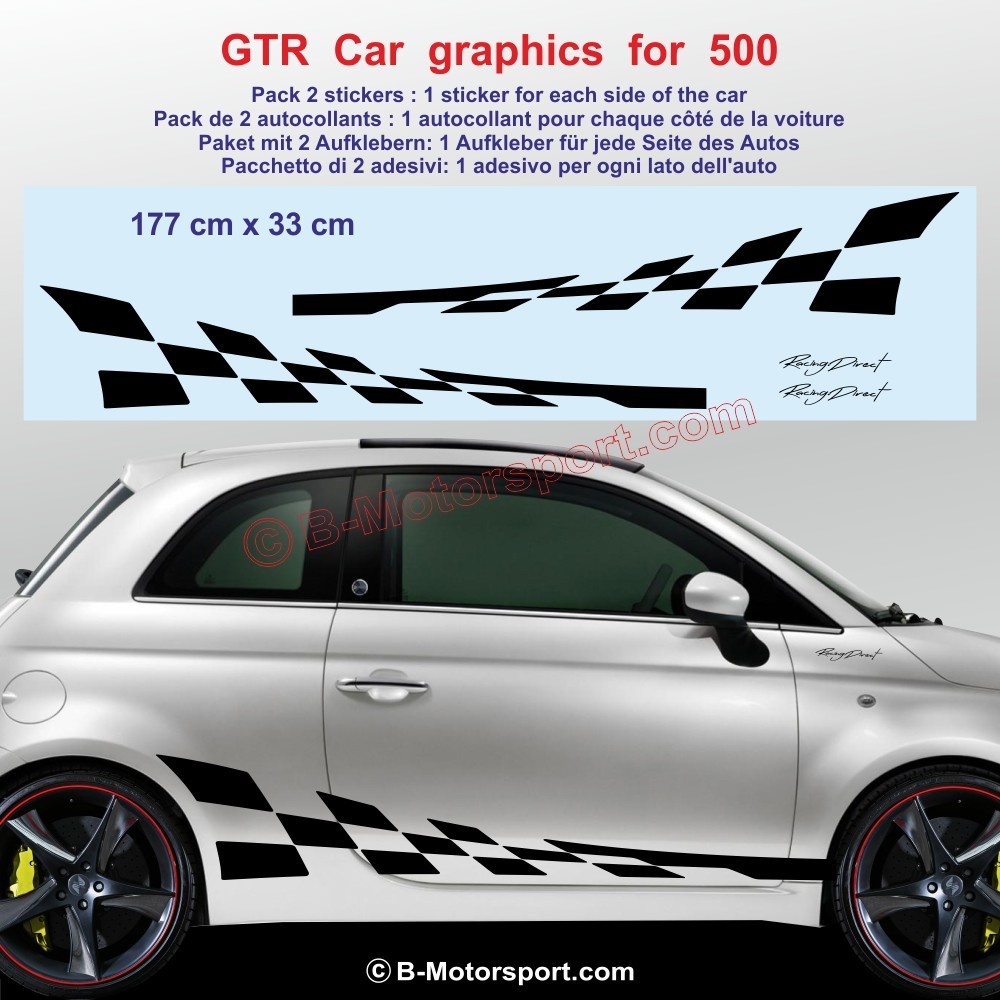 GT-R side skirt sticker decals for FIAT 500 595 695 500c ABARTH