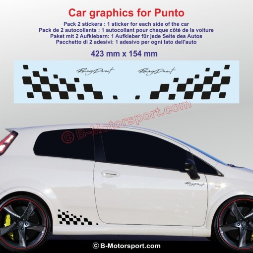 2 chequered flag sticker decal for FIAT 500 500C 500E 500L Panda Punto Tipo Spider