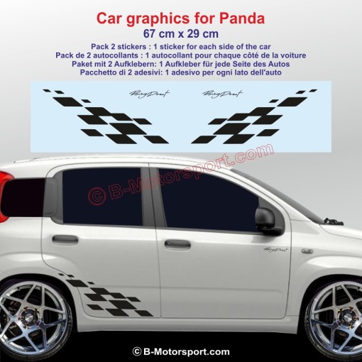 MOTORSPORT 2 chequered flag sticker decal for FIAT 500 500C 500E 500L Panda Punto Tipo Spider