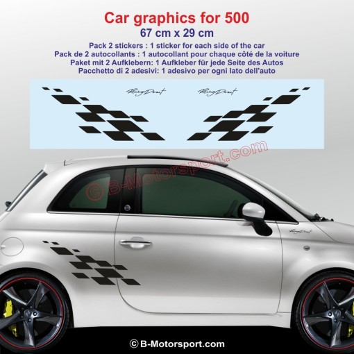 MOTORSPORT 2 chequered flag sticker decal for FIAT 500 500C 500E 500L Panda Punto Tipo Spider