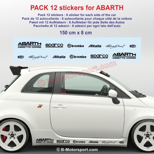 12 adesivi da corsa FIAT ABARTH