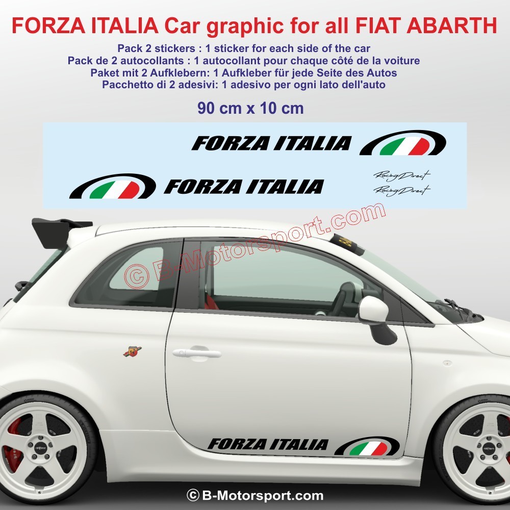 Kit autocollant FORZA ITALIA bas de caisse pour FIAT 500 595 695 500c ABARTH