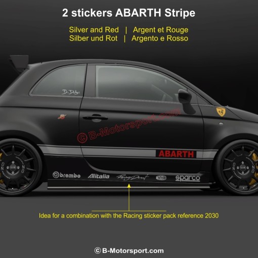 Kit autocollant bicolore pour bas de caisse FIAT 500 595 695 ABARTH