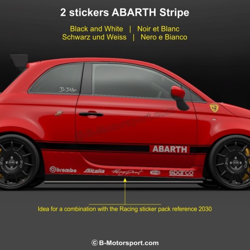 Kit autocollant bicolore pour bas de caisse FIAT 500 595 695 ABARTH