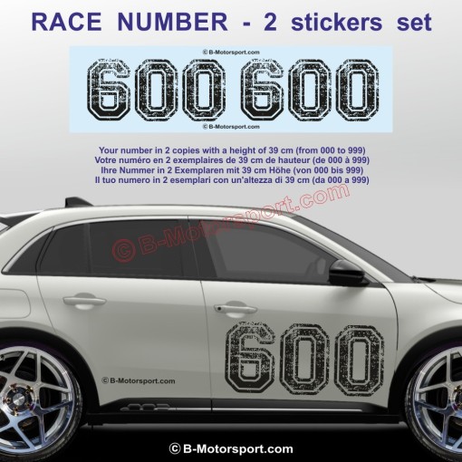 Racing number sticker in 2 copies with COLLEGE  look for FIAT 500 595 695 500c ABARTH