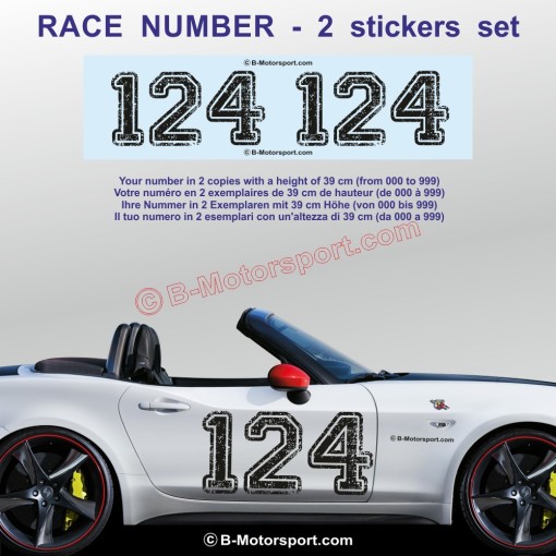 Racing number sticker in 2 copies with COLLEGE  look for FIAT 500 595 695 500c ABARTH