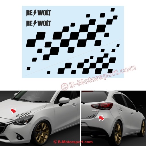 Chequered flag for MAZDA sticker decal for bonnet and rear trunk