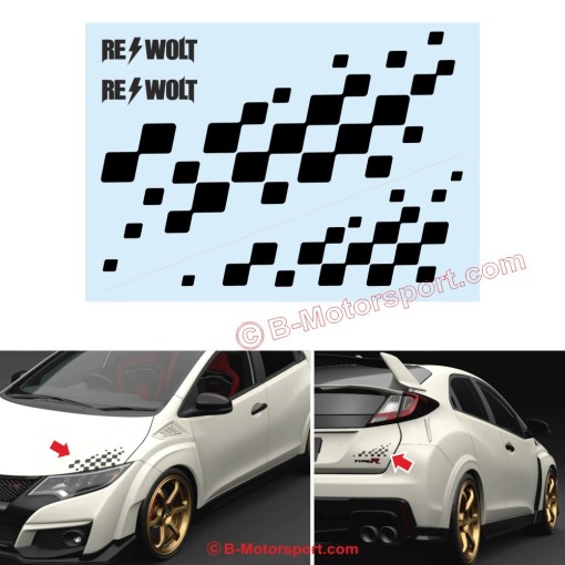 Chequered flag for HONDA sticker decal for bonnet and rear trunk