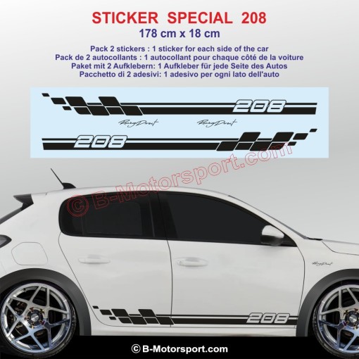 TUNER'S side skirt sticker decals for PEUGEOT 208 Rallye and 208 GTi