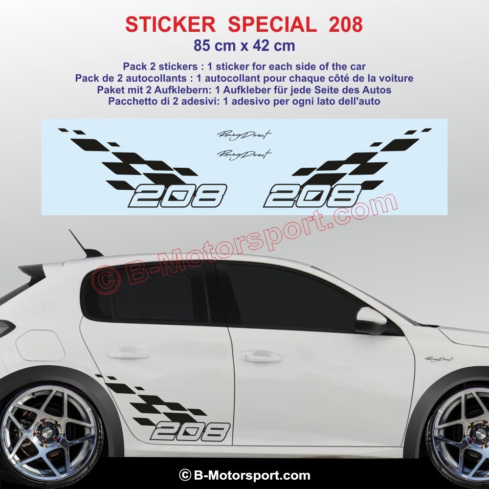 ZERO SPORT - Side skirt sticker decals for PEUGEOT 208 Rallye and 208 GTi