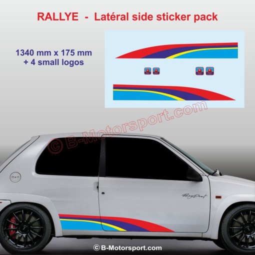 Sticker RALLYE aux couleurs PEUGEOT SPORT pour bas de caisse 107 108 206 207 208 308 2008 3008 5008 RCZ