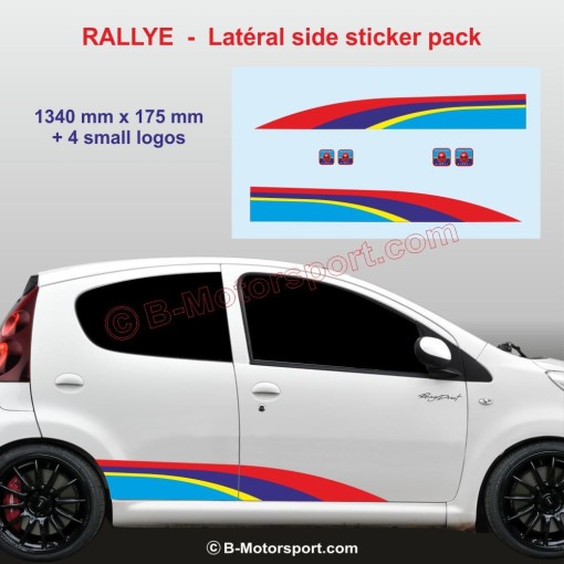 Sticker RALLYE aux couleurs PEUGEOT SPORT pour bas de caisse 107 108 206 207 208 308 2008 3008 5008 RCZ