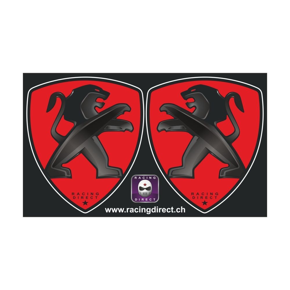 2 PEUGEOT SPORT red black sticker decal