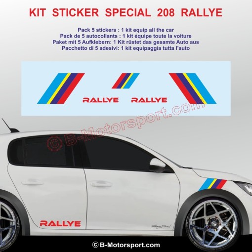 RALLYE - Kit autocollant pour PEUGEOT 106 107 108 205 206 207 208 2008 308 3008 RCZ