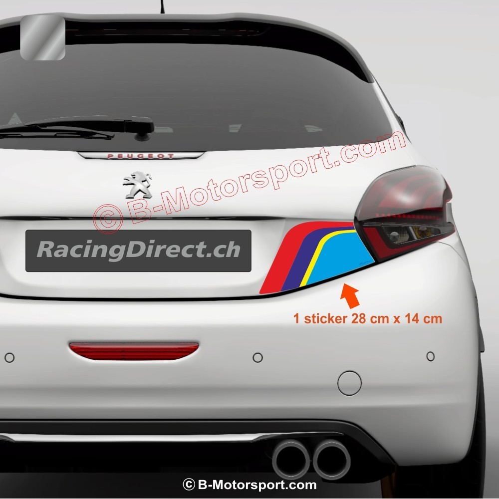 Sticker in PEUGEOT SPORT colors for the trunk of the 208 Type 2