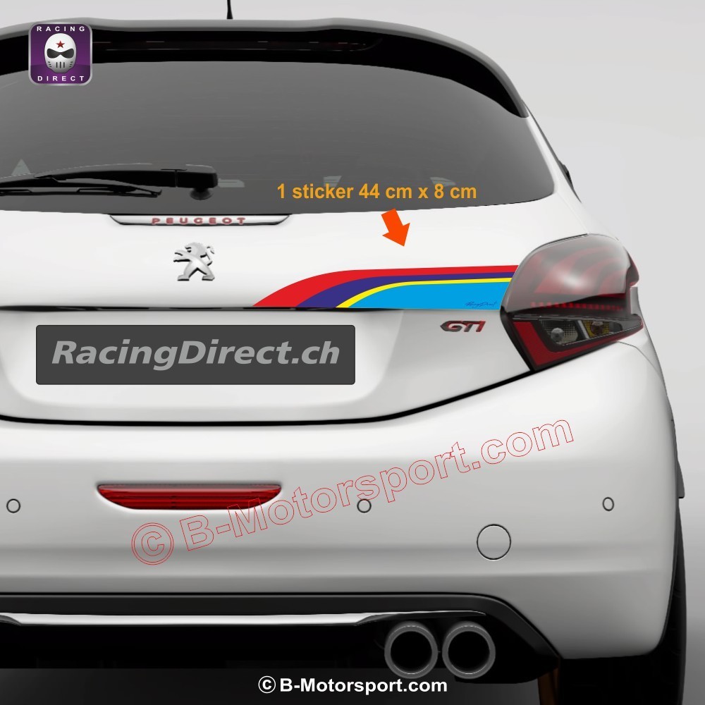 Sticker in PEUGEOT SPORT colors for the trunk of the 208