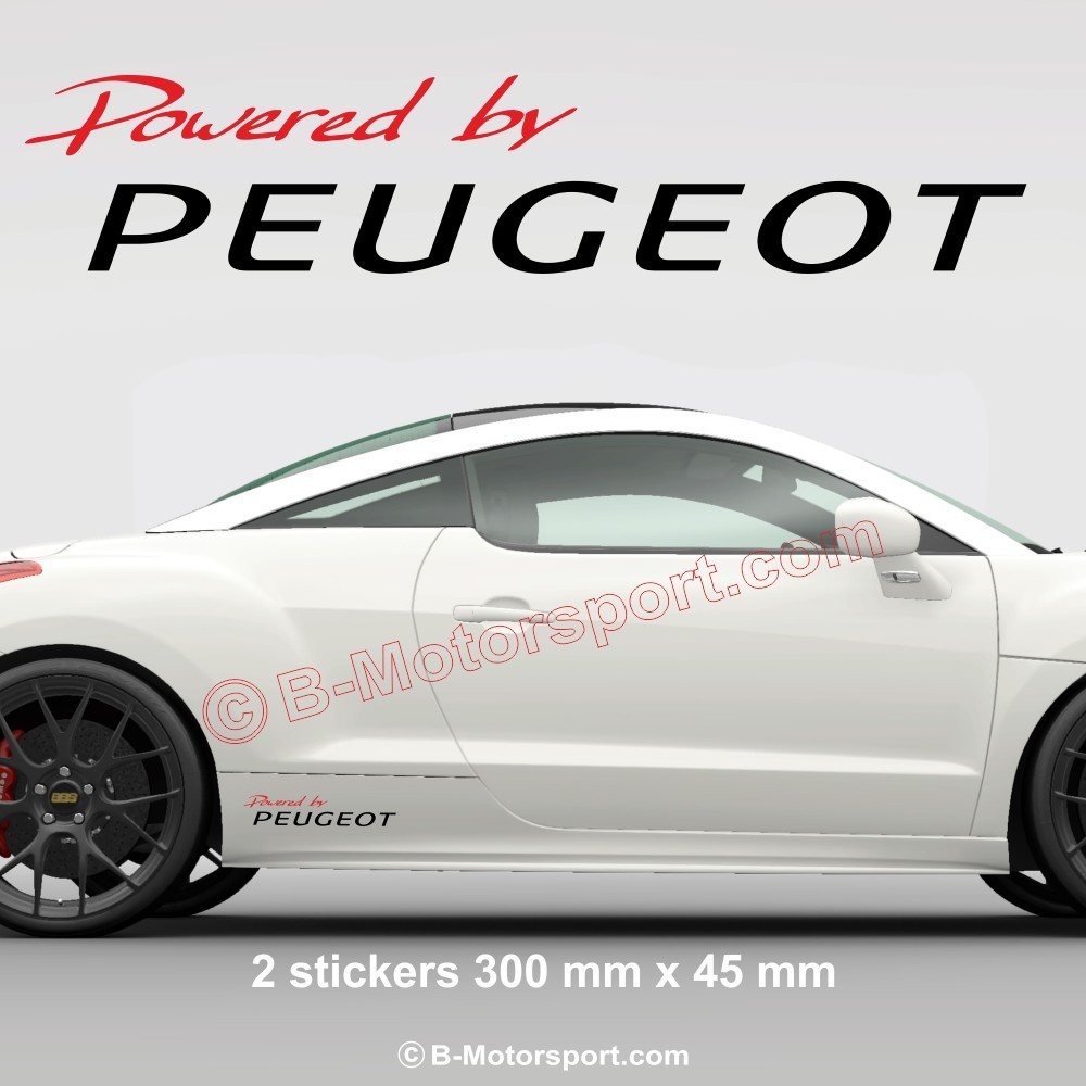 1 set of 2 sticker decal Powered by PEUGEOT
