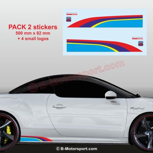 Aufkleber in den Farben von PEUGEOT SPORT für den Schweller der 107 108 206 207 208 308 2008 3008 5008 RCZ