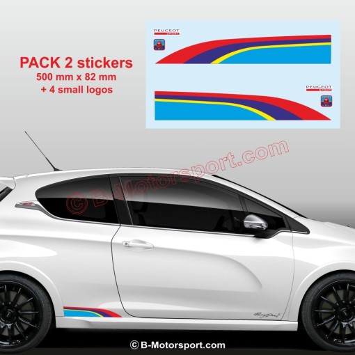 Aufkleber in den Farben von PEUGEOT SPORT für den Schweller der 107 108 206 207 208 308 2008 3008 5008 RCZ