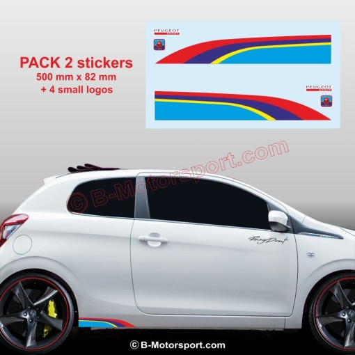 Aufkleber in den Farben von PEUGEOT SPORT für den Schweller der 107 108 206 207 208 308 2008 3008 5008 RCZ