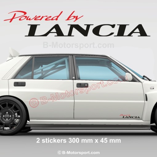 1 set of 2 sticker decal Powered by LANCIA