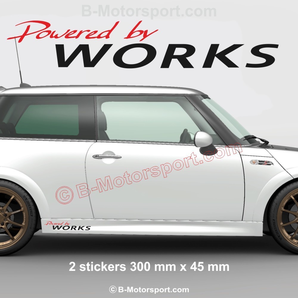 1 set of 2 sticker decal Powered by WORKS for MINI