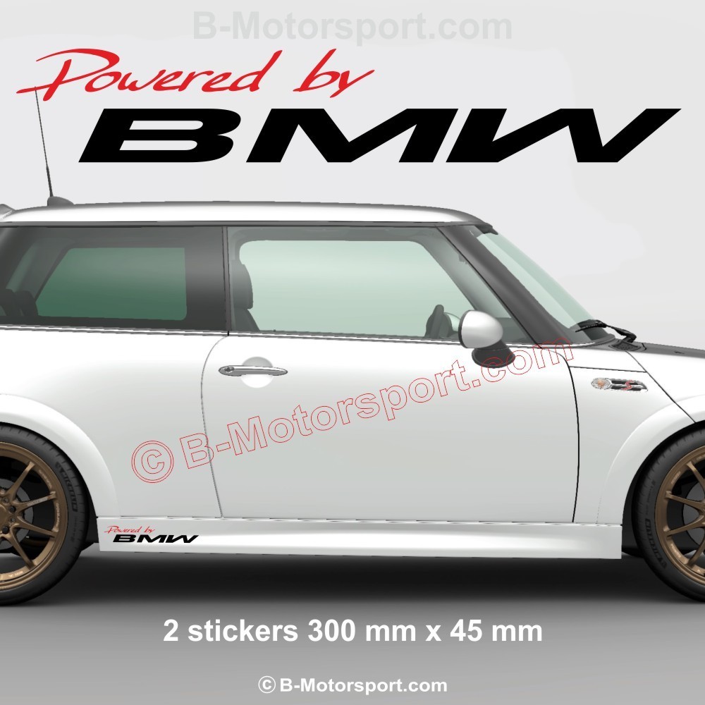 1 set of 2 sticker decal Powered by BMW for MINI COOPER