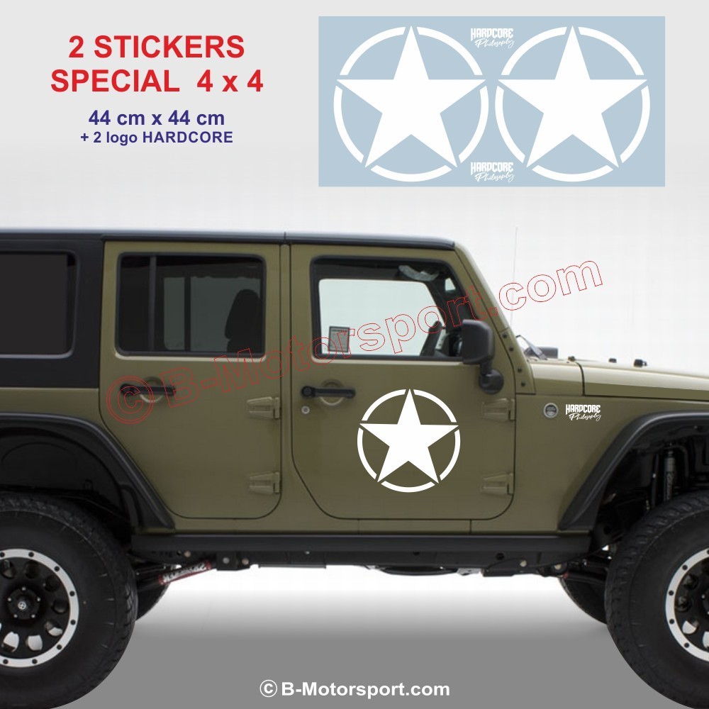 Autocollant ETOILE 44 cm style armée pour JEEP Jimny Navara Defender 4x4 OFF-Road