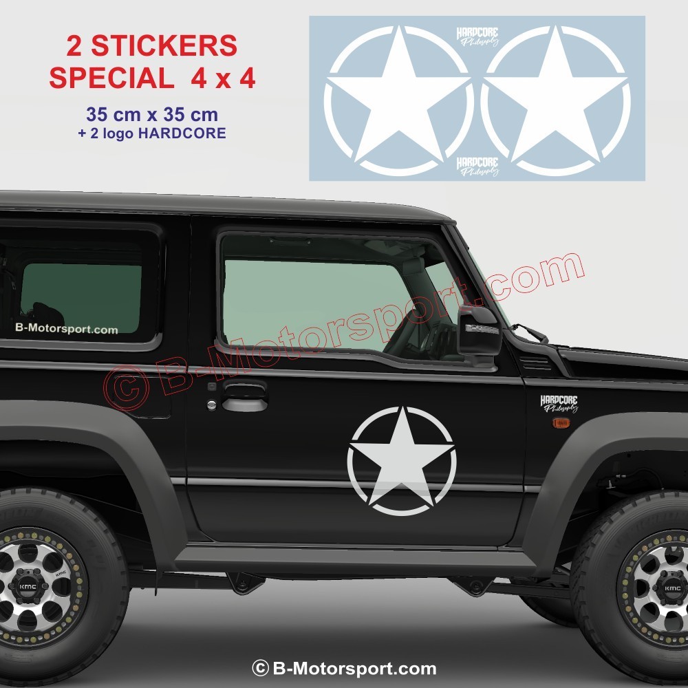 Autocollant ETOILE 35 cm style armée pour JEEP Jimny Navara Defender 4x4 OFF-Road