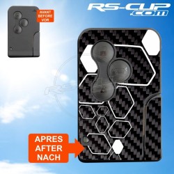 Carbon Look sticker 3 buttons Key for Renault