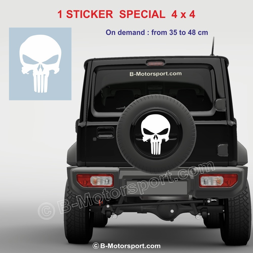 Aufkleber PUNISHER Für die Radabdeckung (zwischen 35 und 48 cm zu messen) Armee-Stil für JEEP Jimny Navara