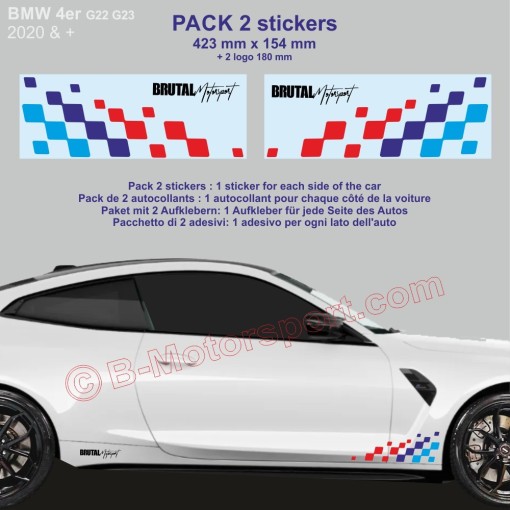 Serie 4 BMW M-Power chequered flag sticker decal