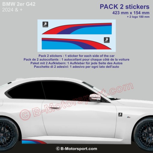 2er BMW M-Power Farben Seitenstreifen Aufkleber