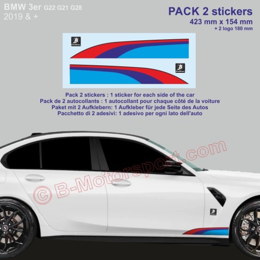 3er BMW M-Power Farben Seitenstreifen Aufkleber