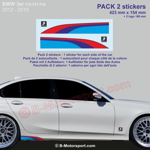 3er BMW M-Power Farben Seitenstreifen Aufkleber