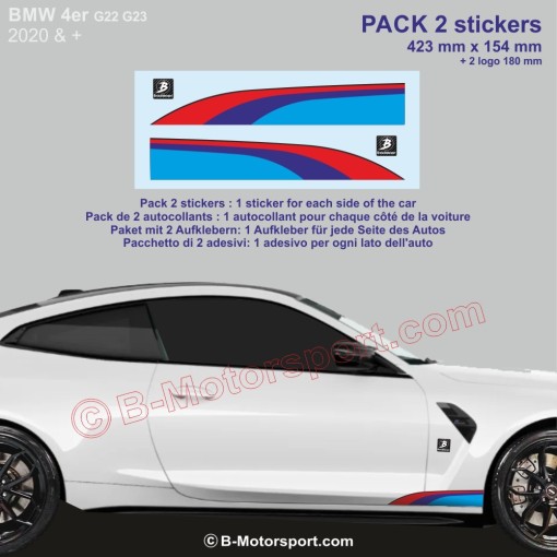 4er BMW M-Power Farben Seitenstreifen Aufkleber