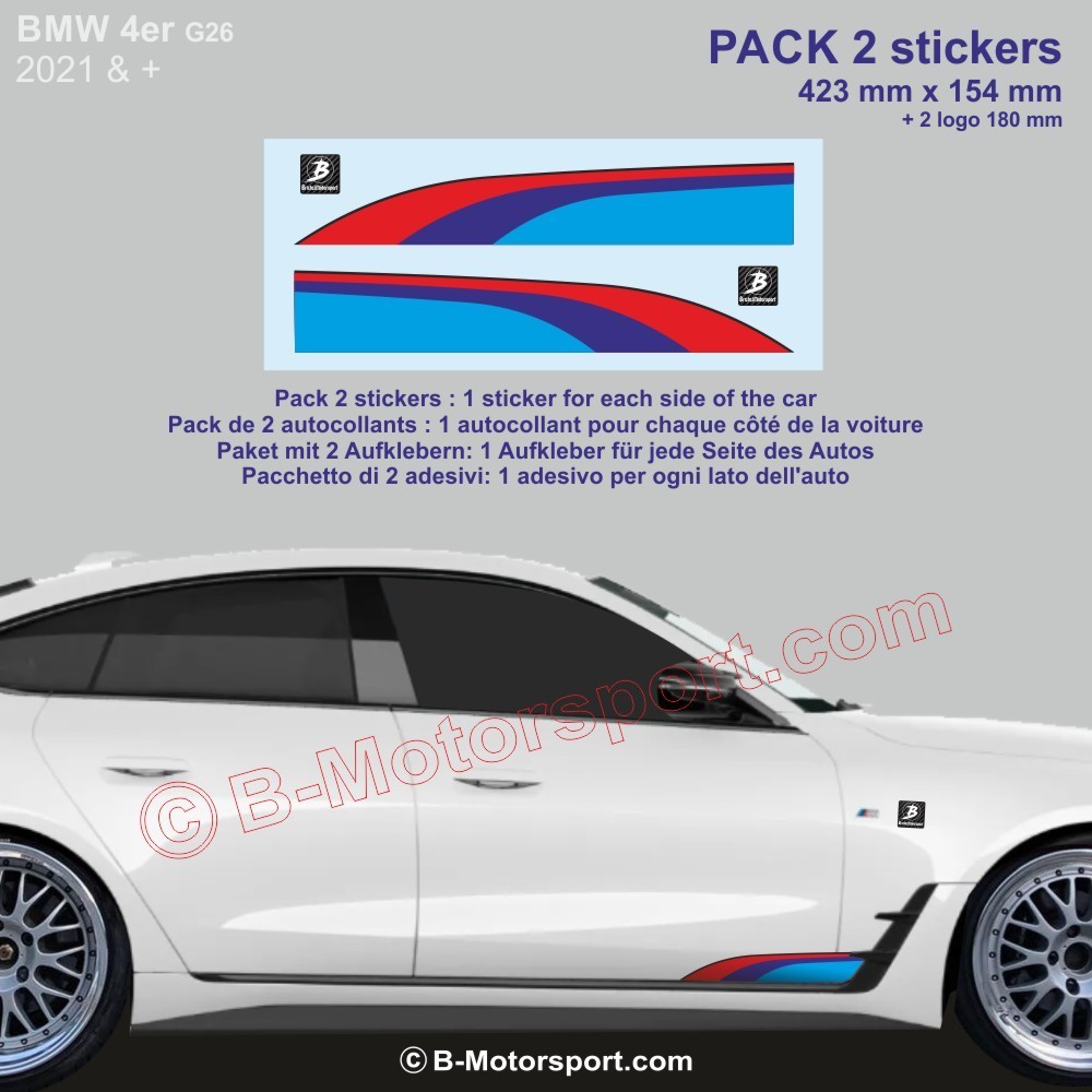 4er BMW M-Power Farben Seitenstreifen Aufkleber