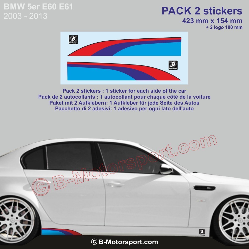 5er BMW M-Power Farben Seitenstreifen Aufkleber