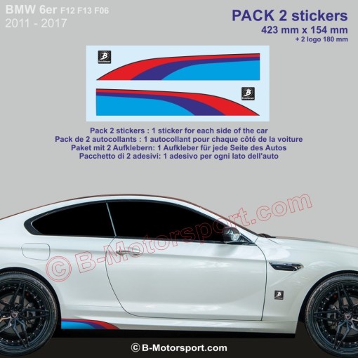 6er 8er BMW M-Power Farben Seitenstreifen Aufkleber
