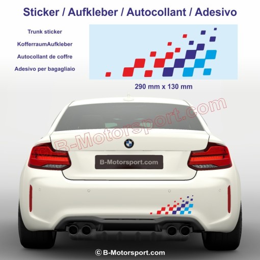 Adesivo a scacchi BMW M-Power compatibile con tutti i modelli BMW - Versione 30 cm