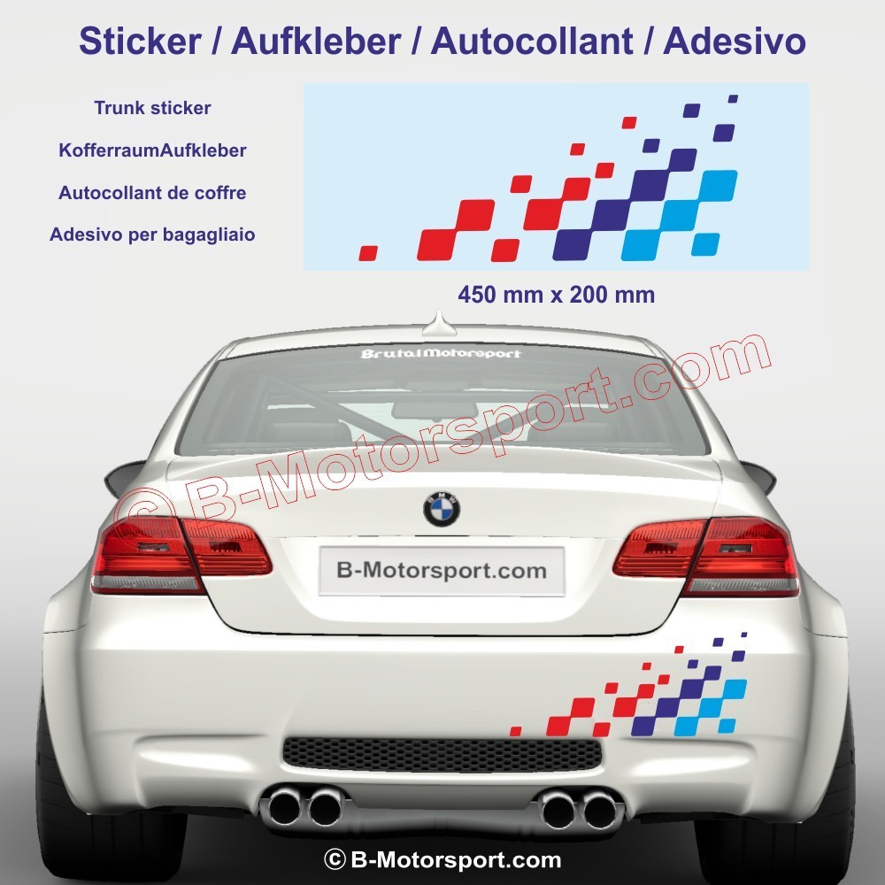 BMW M-Power Rennflagge Aufkleber kompatibel mit allen BMW-Modellen – Version 45 cm