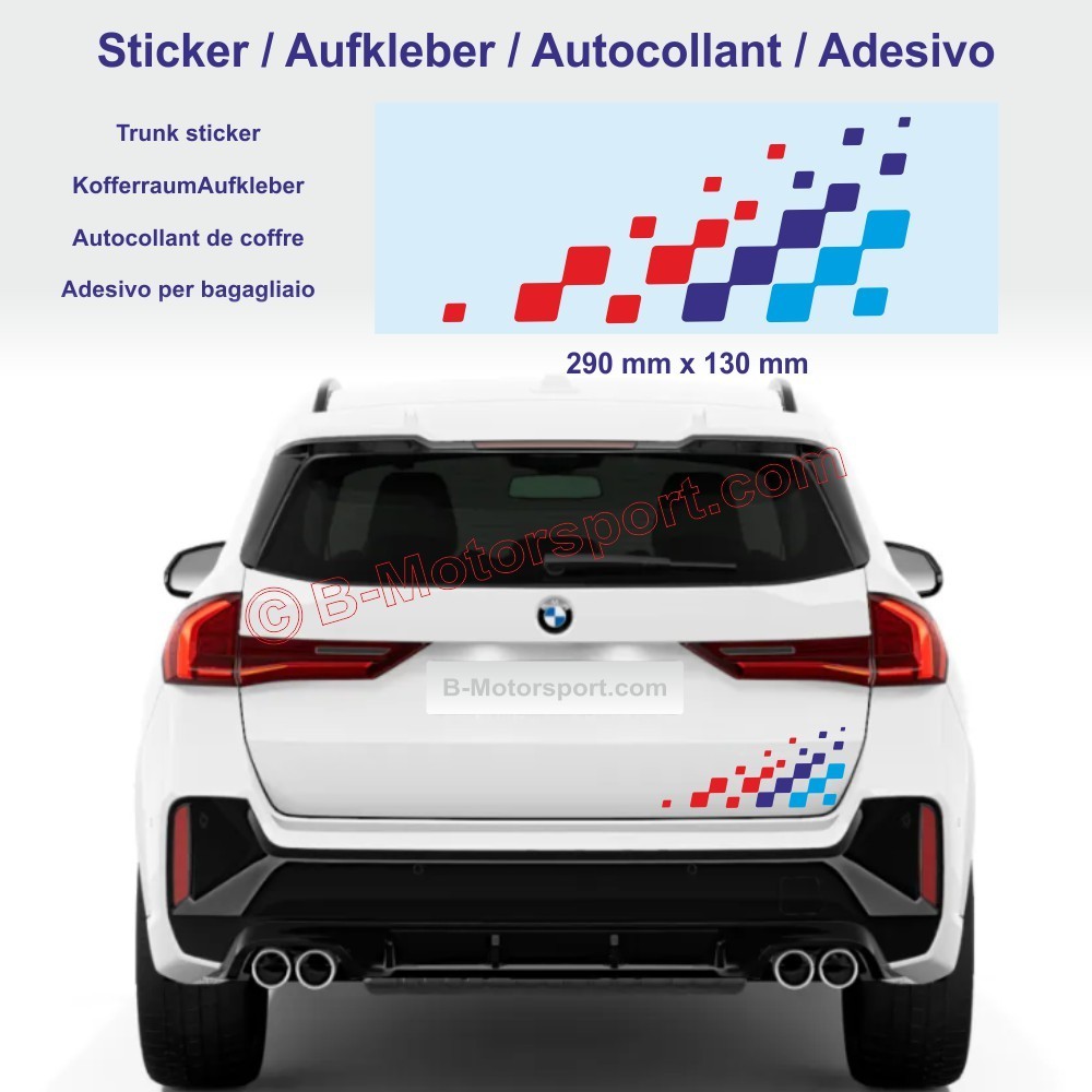 Adesivo a scacchi BMW M-Power compatibile con tutti i modelli BMW - Versione 30 cm